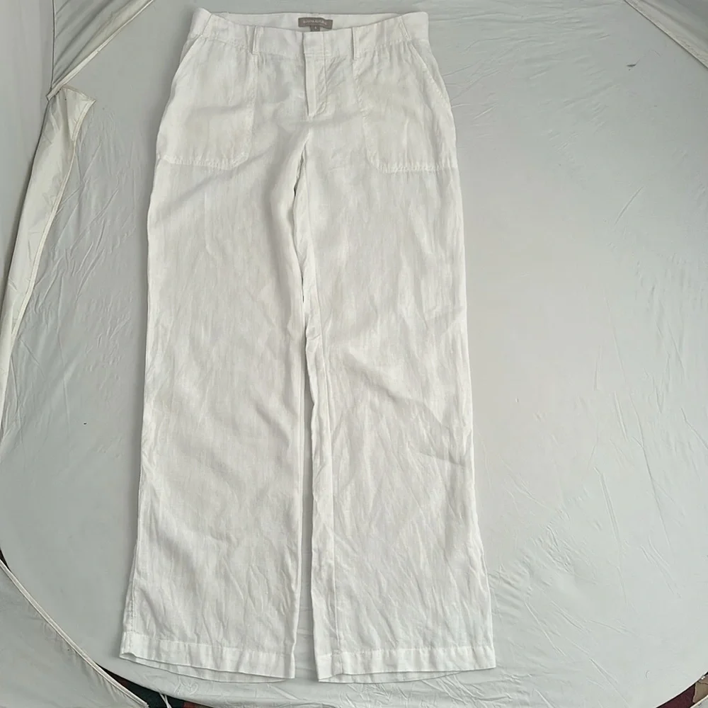 Banana Republic white unlined lightweight linen wide leg palazzo pants